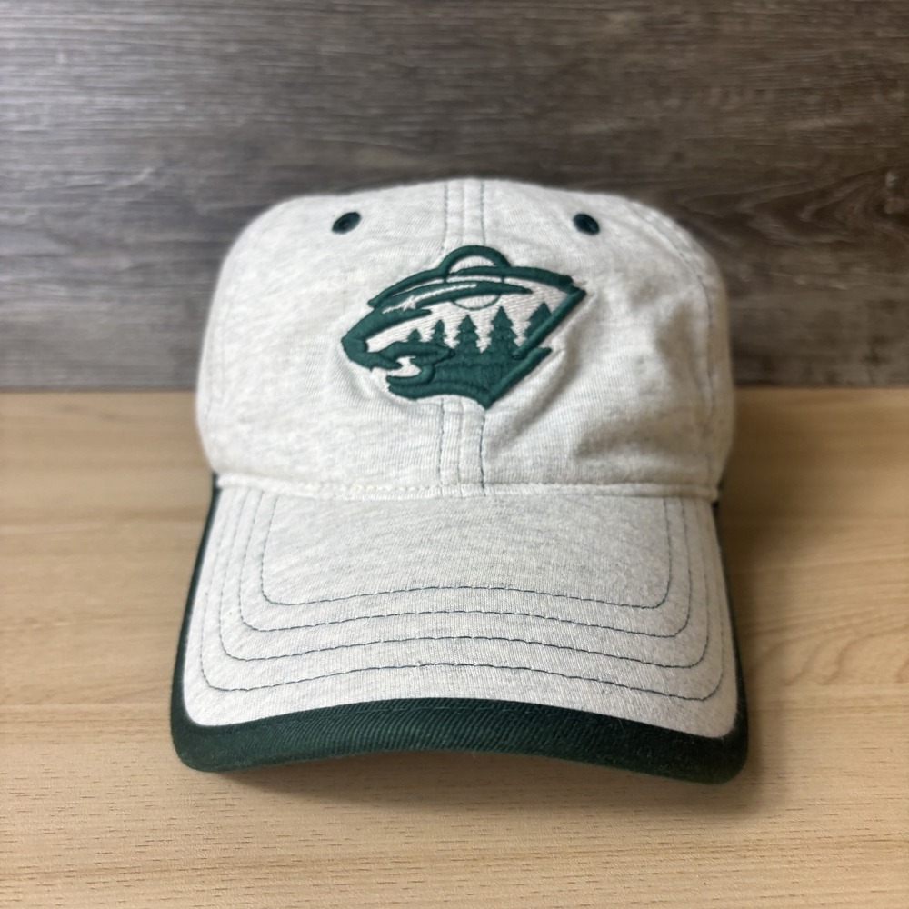 Minnesota Wild Hat Cap Strap Back Gray Green Soft Knit NHL Hockey Mens One Size